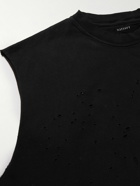 Satisfy - Distressed Logo-Print MothTech™ Cotton-Jersey Tank Top - Black