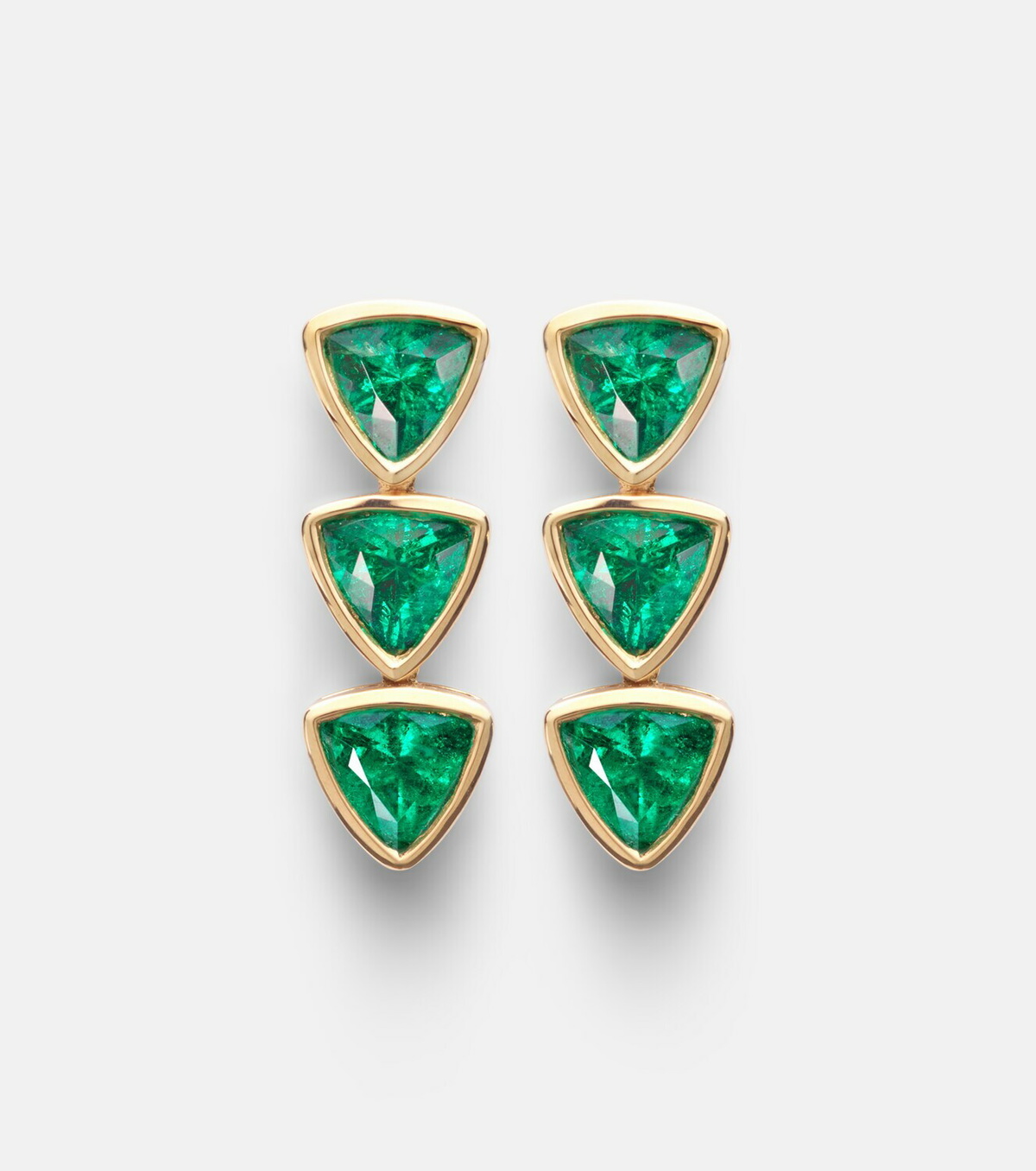 Anita Ko 18kt gold drop earrings with emeralds