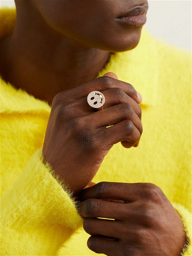 Photo: Sydney Evan - Large Happy Gold Diamond Signet Ring