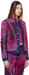 Paula Canovas Del Vas Indigo & Pink Paneled Denim Jacket
