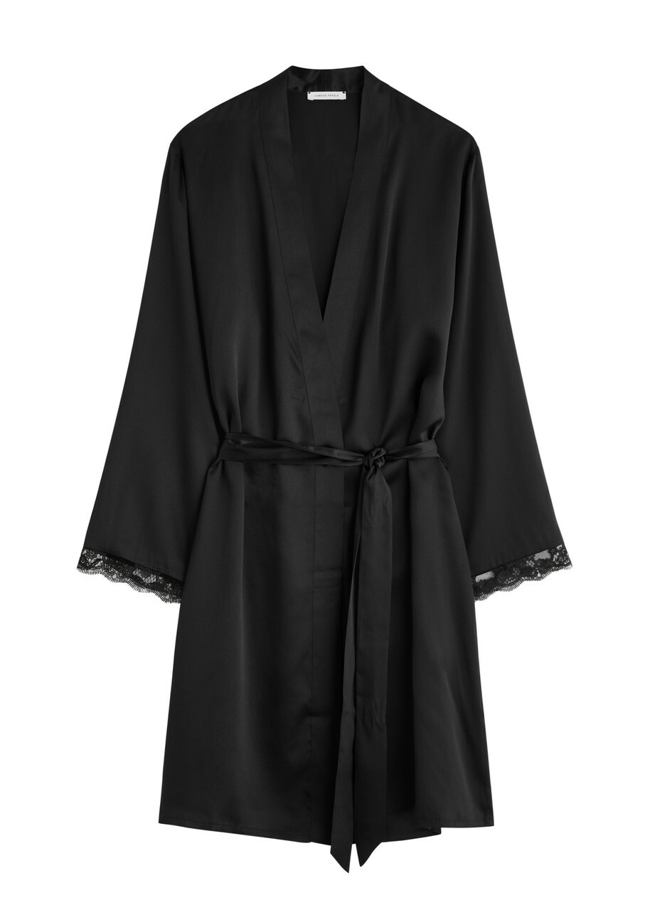 Simone PÉRÈLE Love Me Silk-satin Robe Black