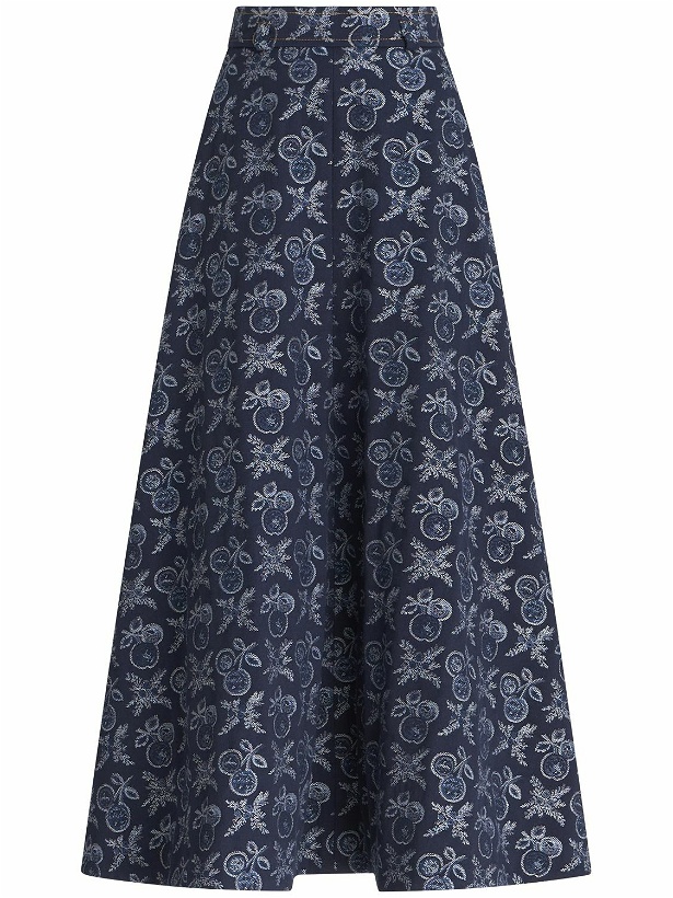 Photo: ETRO - Embroidered Denim Midi Skirt