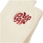 By Parra Men's 1976 Logo Crew Socks in White/Brick Red