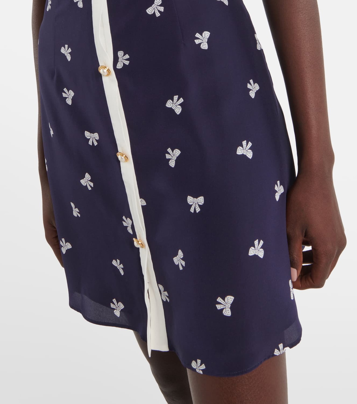Alessandra Rich Bow-detail polka-dot silk minidress