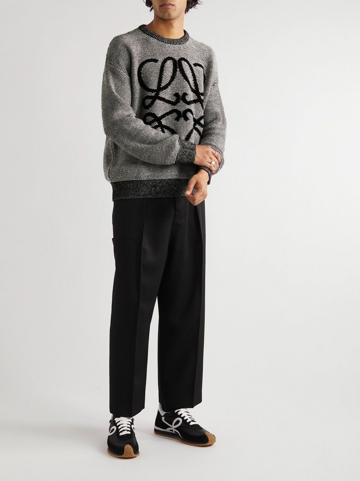 Loewe - Logo-Intarsia Knitted Sweater - Black Loewe