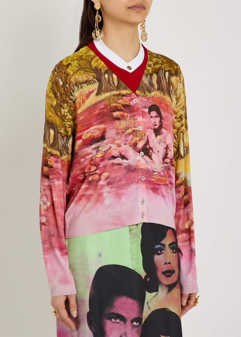 Versace Printed Silk Cardigan Multicoloured