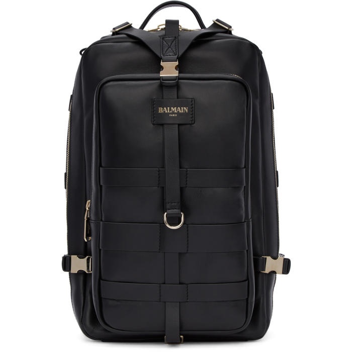 Photo: Balmain Black Leather Nomad Backpack
