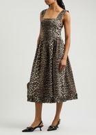 Ganni Leopard-print Cotton Midi Dress