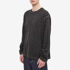 Junya Watanabe MAN Men's Long Sleeve Striped Wool T-Shirt in Black/Charcoal