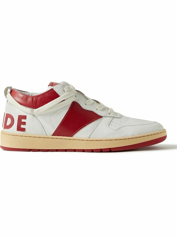 Photo: Rhude - Rhecess Colour-Block Distressed Leather Sneakers - Red