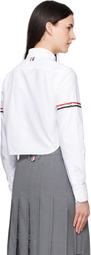 Thom Browne White Armband Cropped Oxford Shirt