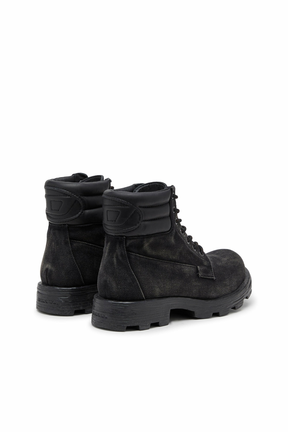 Diesel D-Hammer-Combat boots in denim and leather - Boots Mens in Black