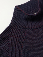 CANALI - Ribbed Merino Wool Mock-Neck Sweater - Blue