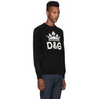 Dolce and Gabbana Black Cashmere DG Crown Sweater