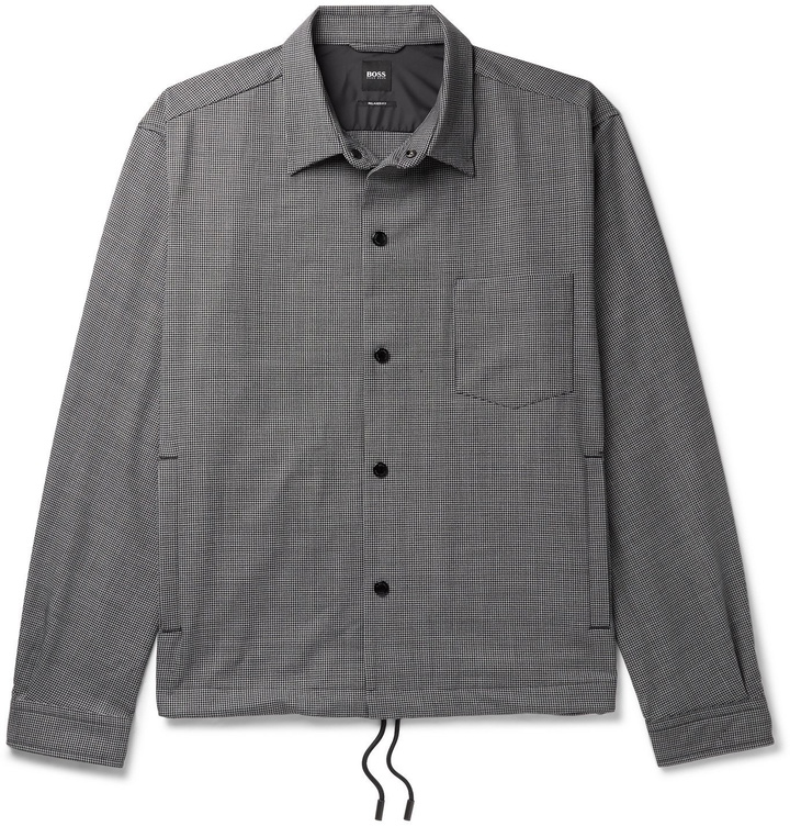 Photo: Hugo Boss - Houndstooth Woven Overshirt - Gray