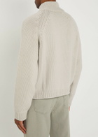 Our Legacy Ribbed Merino Wool Zip-through Cardigan Off White