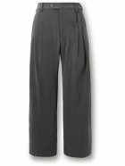 Small Talk - Straight-Leg Pleated Brushed Silk-Twill Trousers - Gray