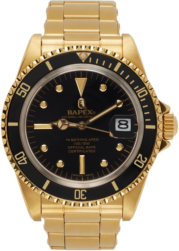 Photo: BAPE Gold & Black Classic Type 1 Watch