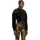 Versace Jeans Couture Black Crushed Velvet Bomber Jacket