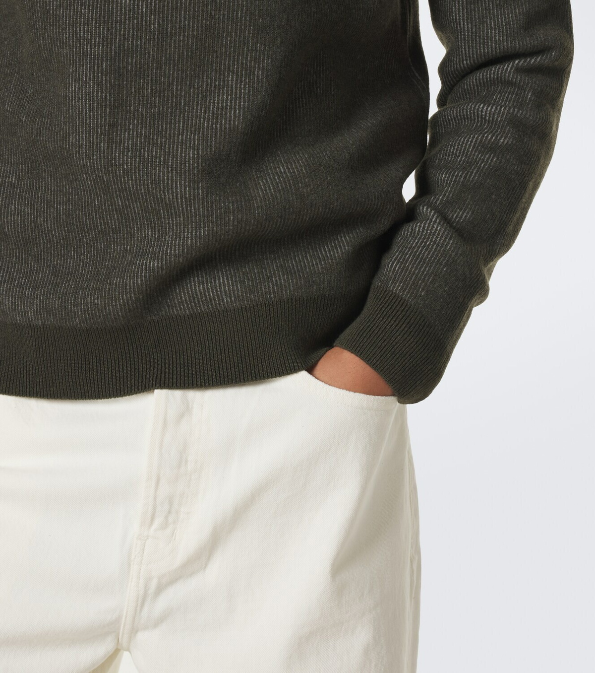 Incotex Ribbed-knit virgin wool half-zip sweater