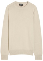 Emporio Armani Logo-embroidered Cotton-knit Jumper Beige