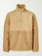Polo Ralph Lauren - Logo-Embroidered Shell-Panelled Fleece Half-Zip Sweatshirt - Neutrals