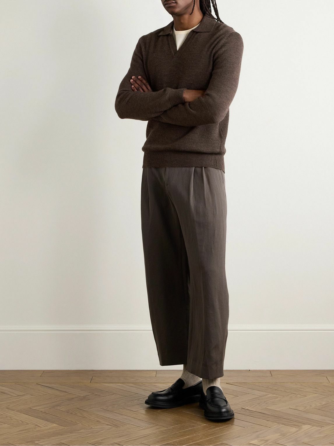 De Bonne Facture - Slim-Fit Virgin Wool Polo Shirt - Brown
