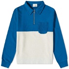 Country Of Origin Men's Reverse Quarter-zip Sweatshirt in Sea Blue/Light Grey