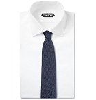 TOM FORD - 8cm Herringbone Woven Silk and Cotton-Blend Tie - Navy
