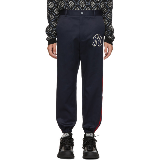 Photo: Gucci Blue New York Yankees Edition Twill Trousers