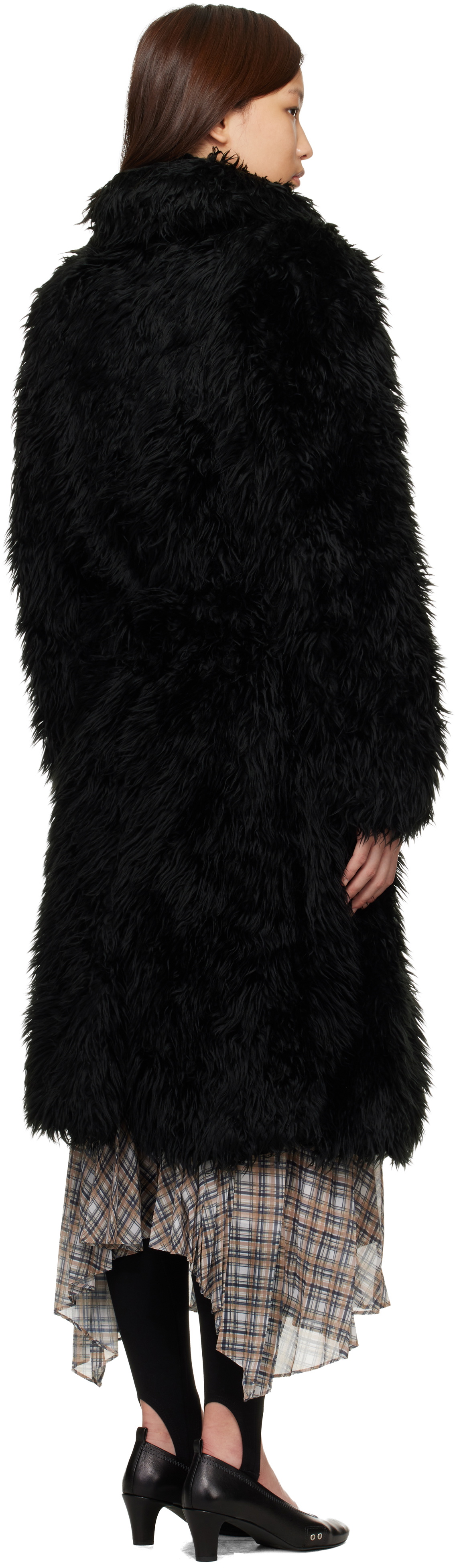 Acne Studios Black Belted Faux-Fur Coat