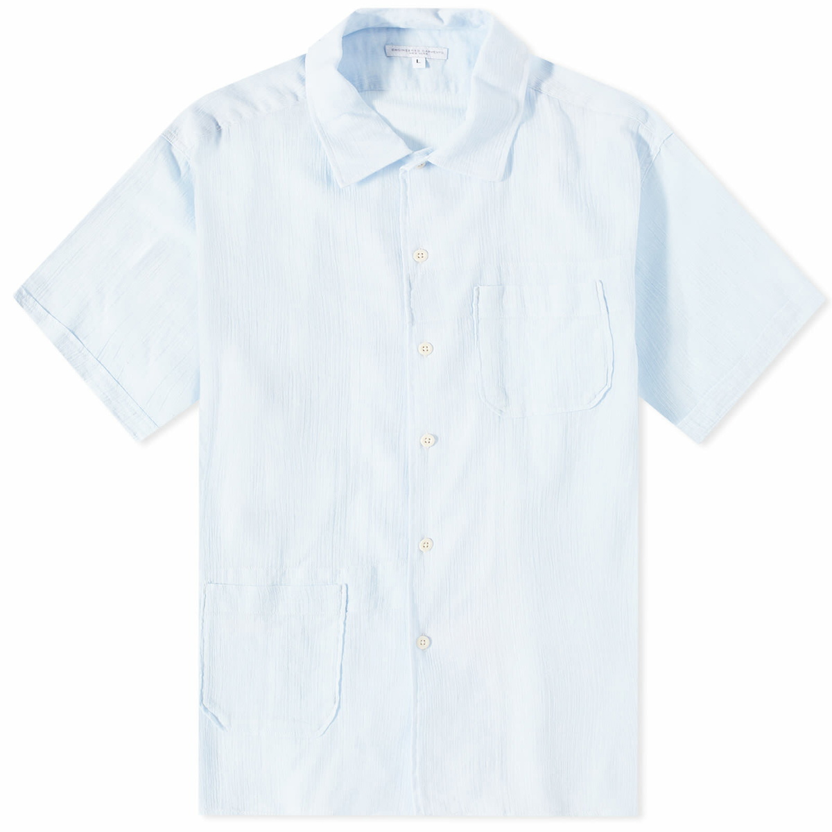 Engineered Garments Camp Shirt White/Blue Ethno Print Patchwork