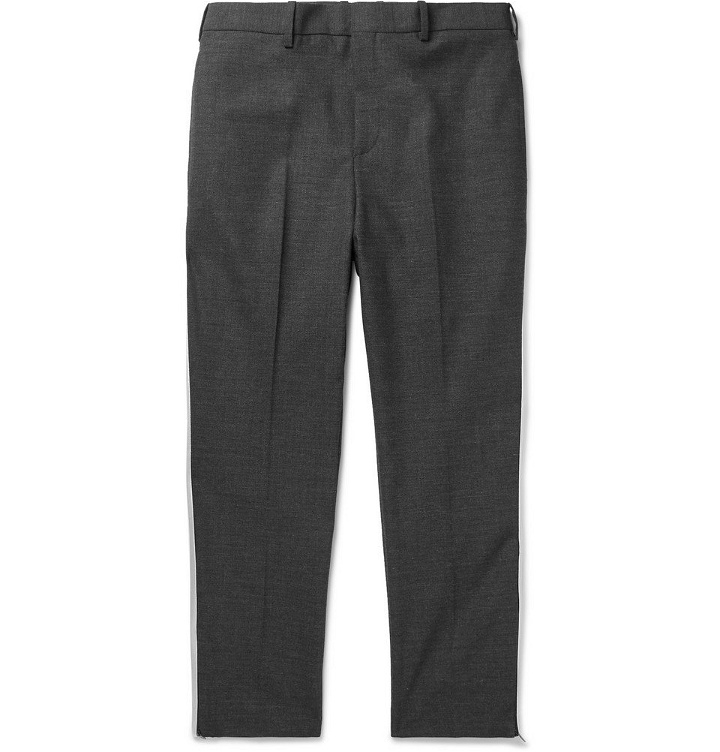 Photo: Neil Barrett - Slim-Fit Tapered Cropped Striped Woven Trousers - Men - Gray