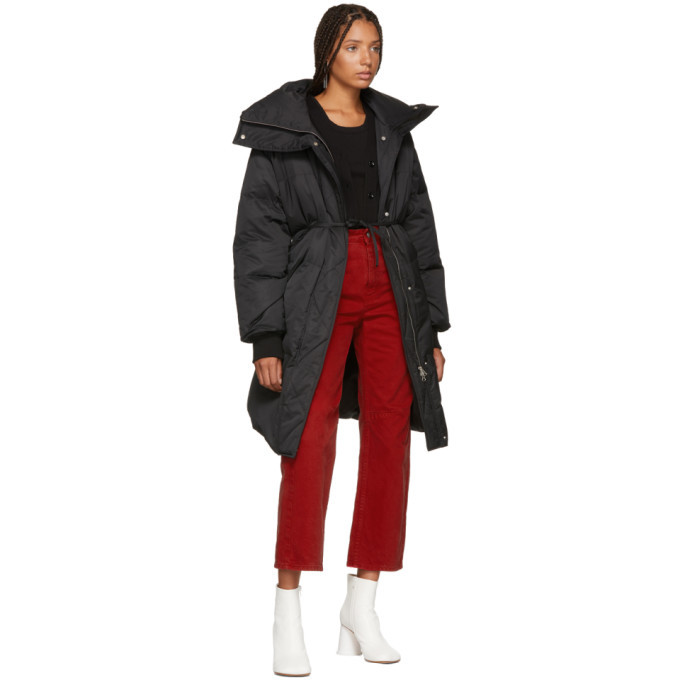 Black long length online puffer coat