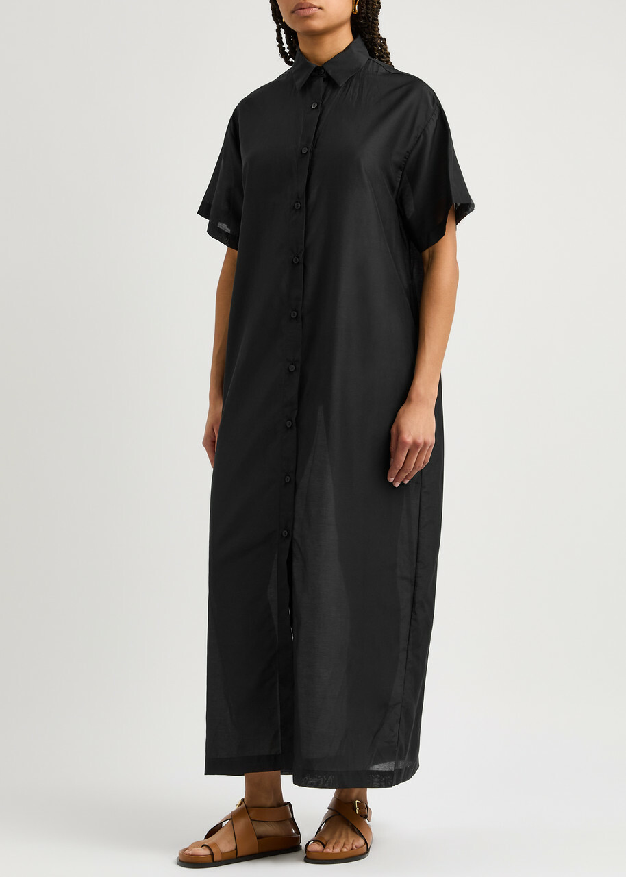 Matteau Cotton and Silk-blend Shirt Dress Black