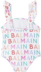 Balmain Baby White Ruffle Swimsuit