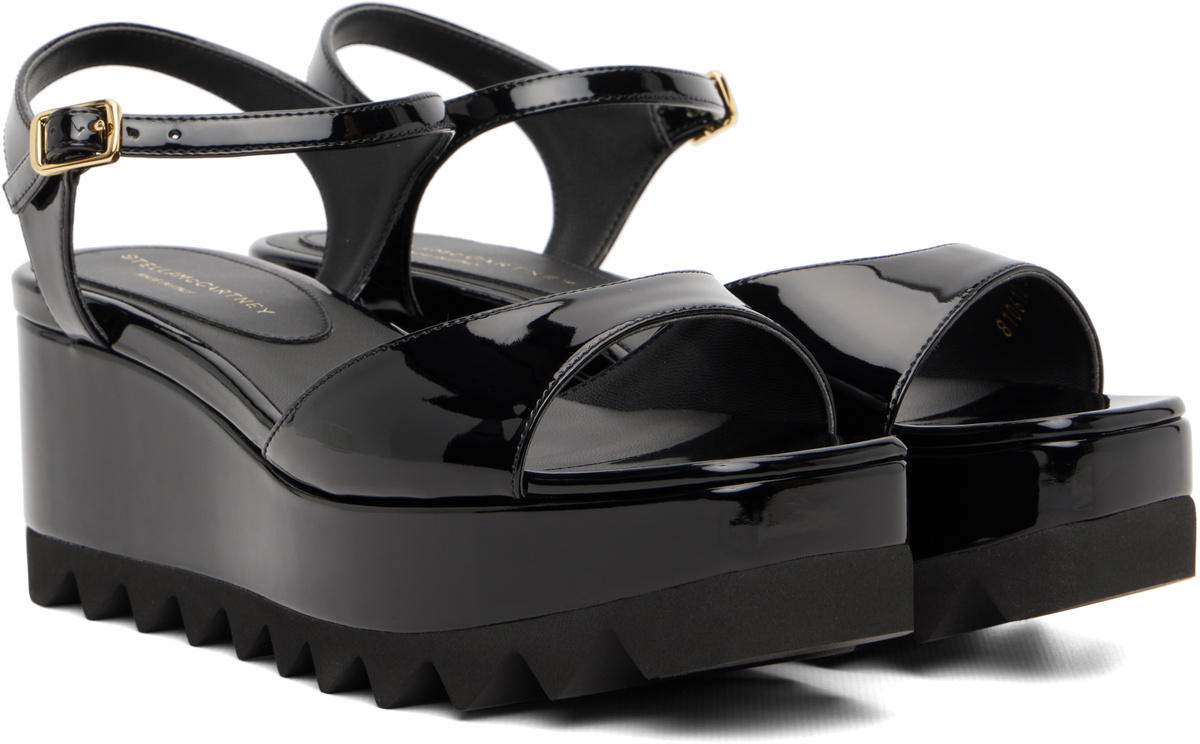 Stella McCartney Black Elyse Patent Platform Sandals