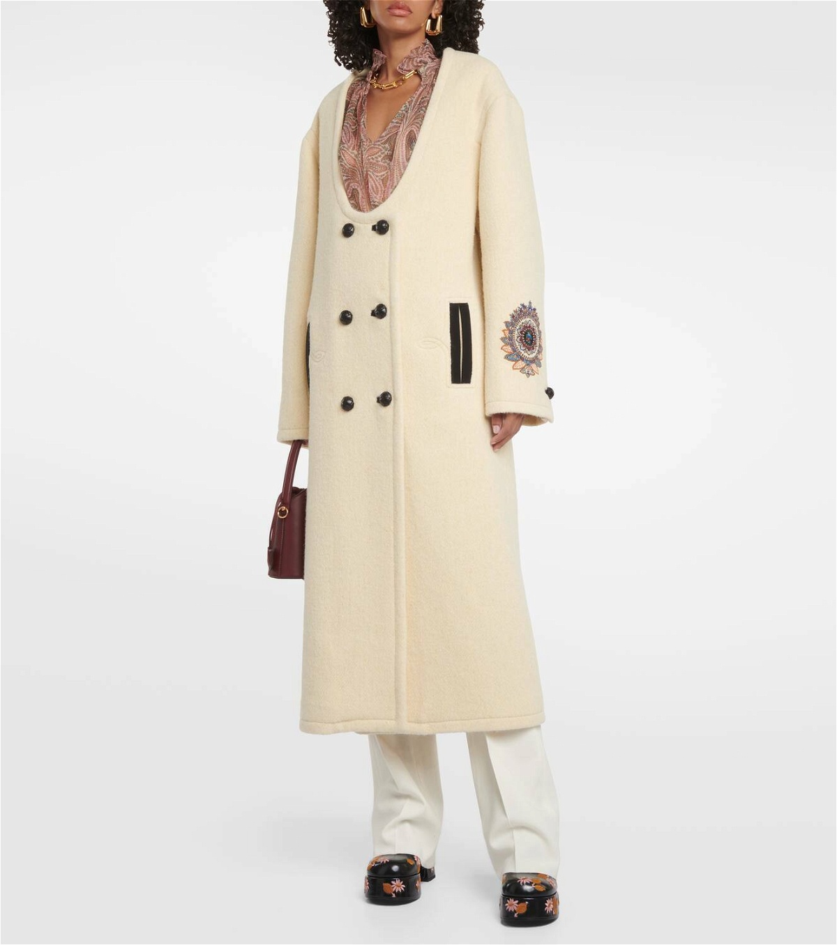 Etro Embroidered wool-blend coat Etro