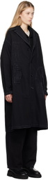 Y's Black Faded Denim Coat