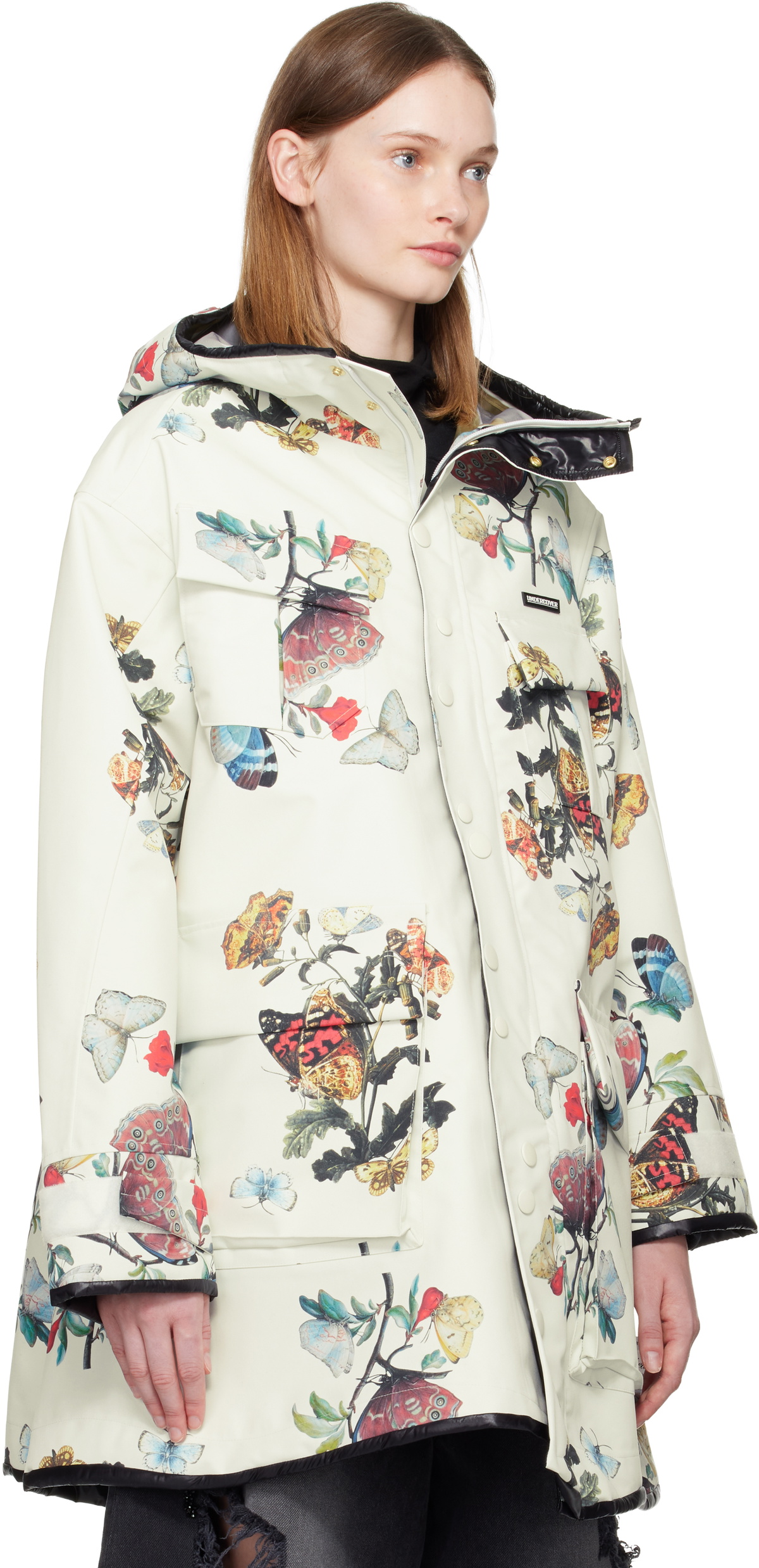 UNDERCOVER Off-White Floral Technical Coat