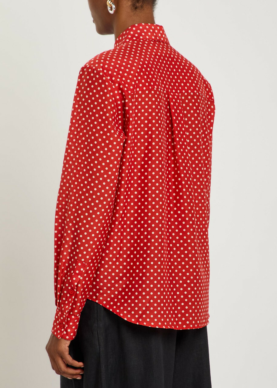 Matteau Polka dot Cotton and Silk-blend Shirt Red