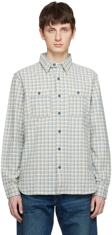 Photo: RRL Off-White & Blue Plaid Shirt