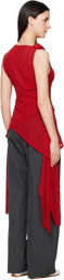 GANNI Red Marl Mesh Top