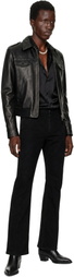 Ernest W. Baker Black Embellished Leather Bomber Jacket