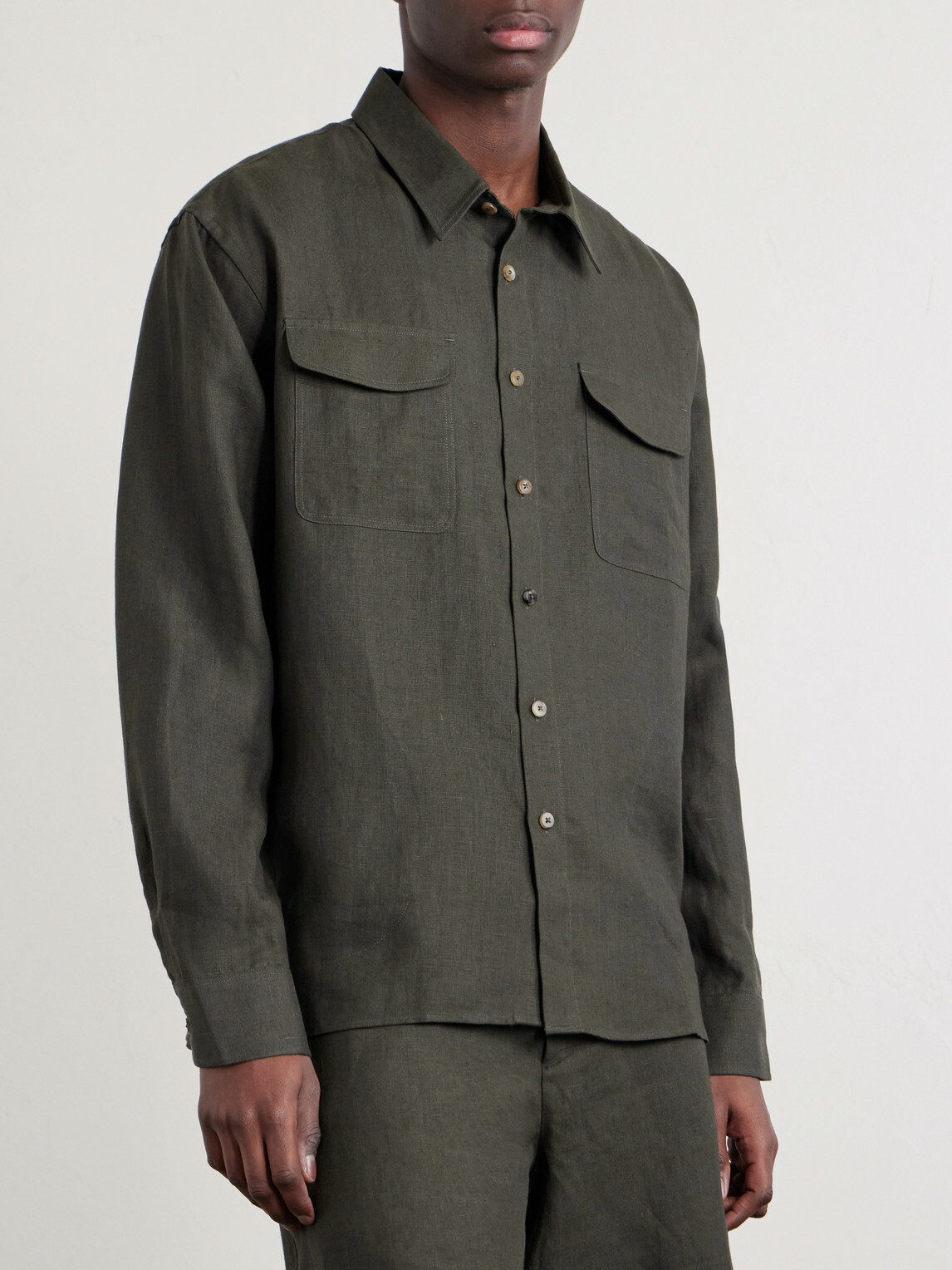 De Bonne Facture - Linen Overshirt - Green