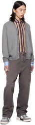 Moschino Gray Upside Down Logo Cardigan
