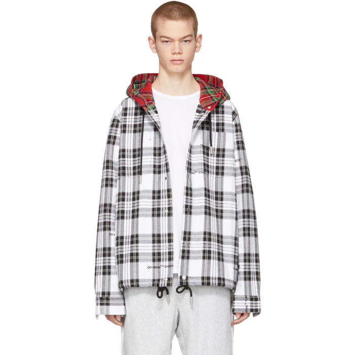 Photo: Off-White Black and White Check Hooded Shirt