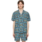 BEAMS PLUS Blue Beach Batik Print Shirt