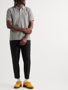 AMI PARIS - Logo-Appliquéd Cotton-Piqué Polo Shirt - Gray