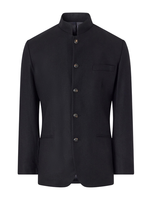 Photo: Favourbrook - Nehru Recycled Cashmere-Twill Blazer - Black